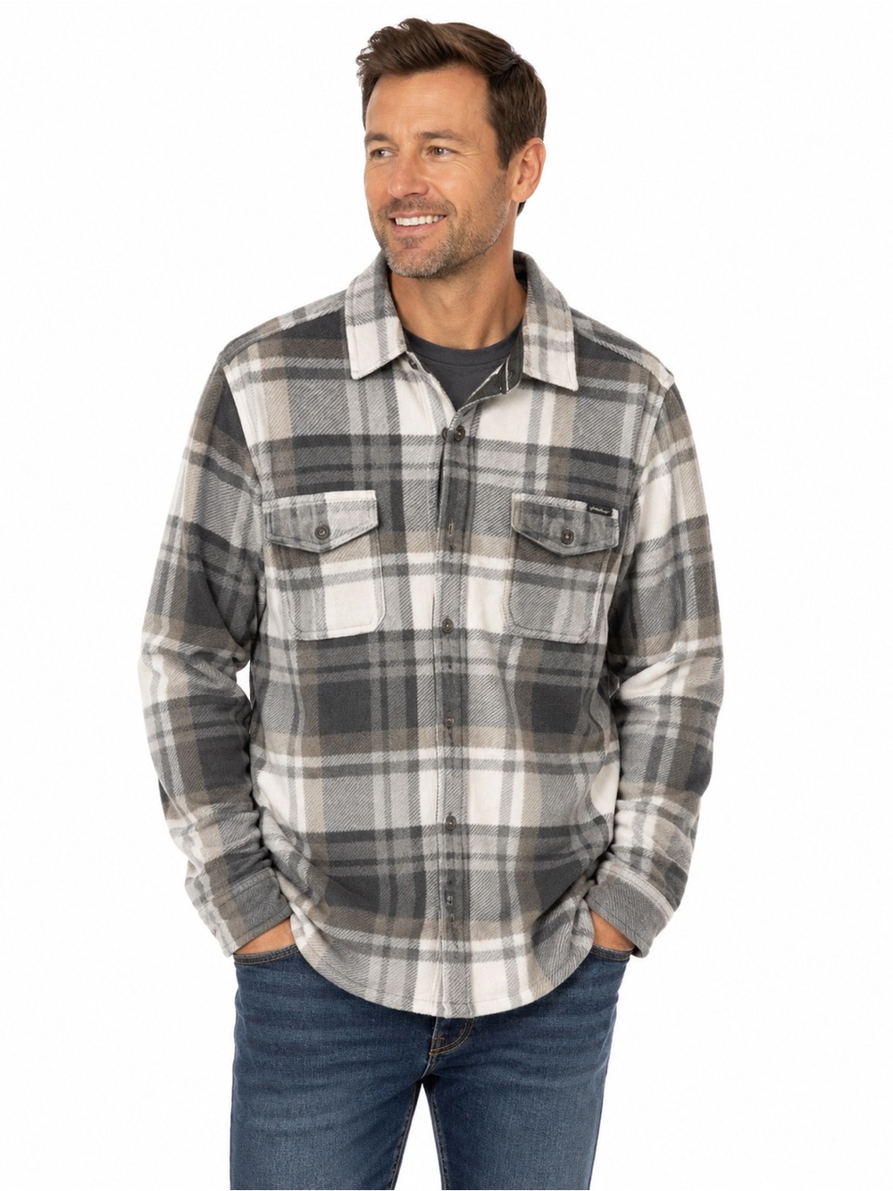Eddie Bauer Plaid Fleece Button Up
